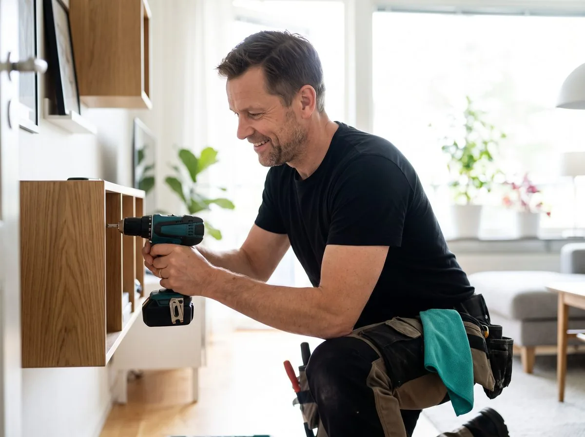 Handyman i arbete hemma hos kund