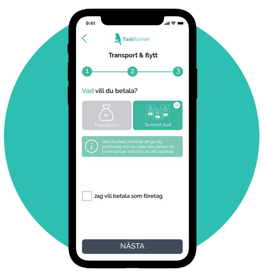 betalning_trnasport transport pris app